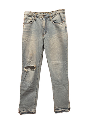 Nobody Denim Bessette High Rise Caribbean Wash Split Hem 100% Cotton Slim Jeans